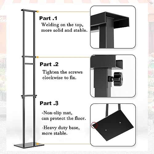 WHAUU Display Stand Sign Holder,Heavy Duty Adjustable Pedestal Sign Stand Up to 75 inch,Double-Sided for Board & Foam Sig...