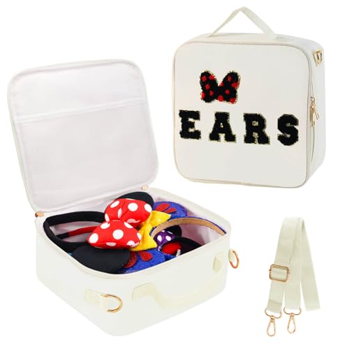 Chenille Letter Bow Mouse Ears Travel Case, Park Ears Headband Holder Hair Accessories Organizer Bag for Girls Women Kids ...