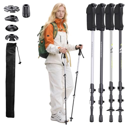 Vtsliy Carbon Fiber Trekking Poles - Adjustable Ultralight Collapsible Hiking/Walking Sticks with EVA Grip & Anti-Shock fo...
