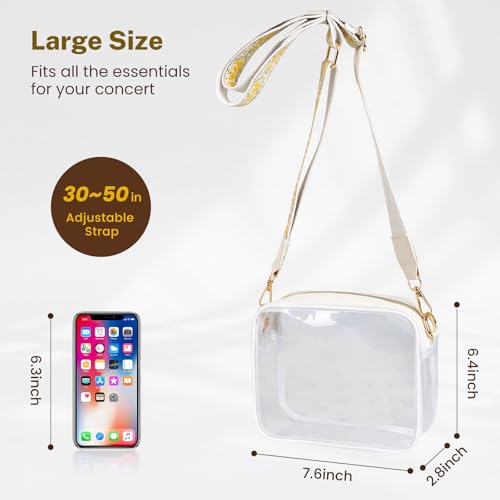 Aveniee Clear Bag Stadium Approved, Clear Purses for Women, Cross body Bag for Concerts with Adjustable Strap