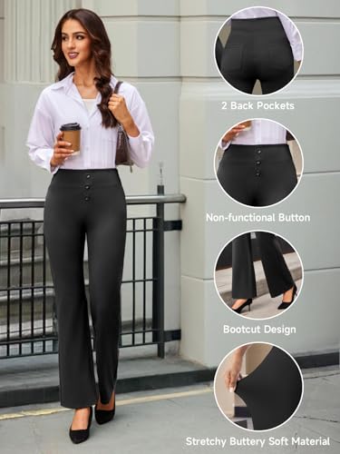 keriffe Womens Bootcut Dress Pants High Waist Stretchy Business Work Casual Trousers with Back Pockets Office Slacks