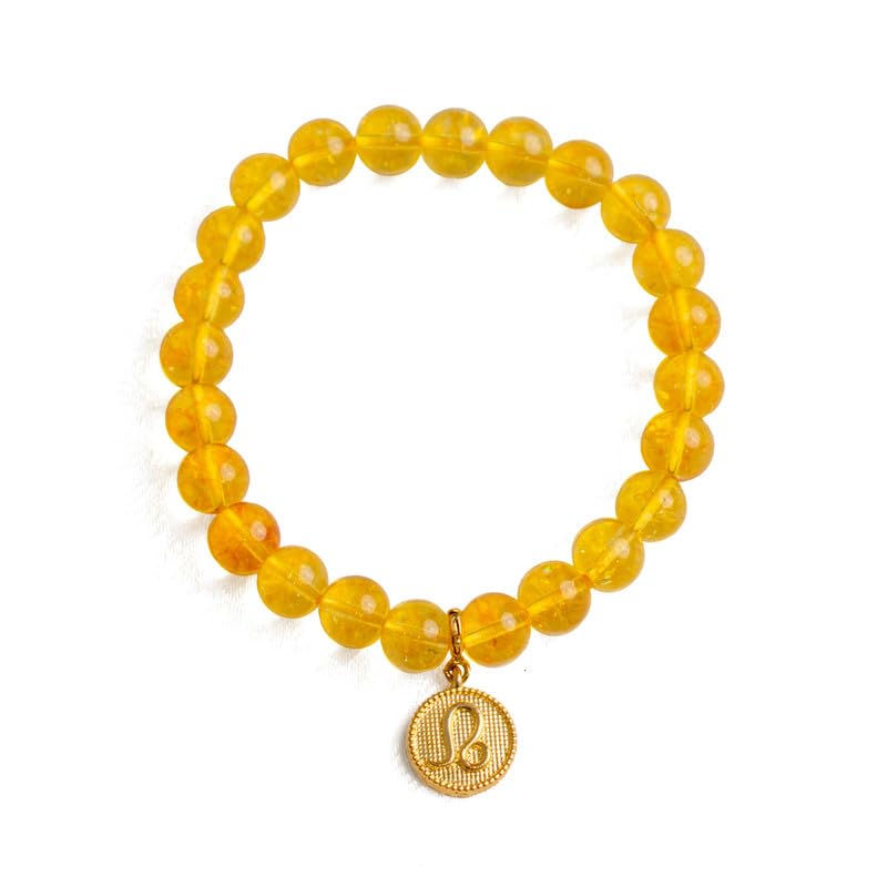 Astrotalk Leo Citrine Bracelet with Charm | Boosts Confidence, Radiates Positivity & Enhances Your Inner Glow | Elegant Citrine