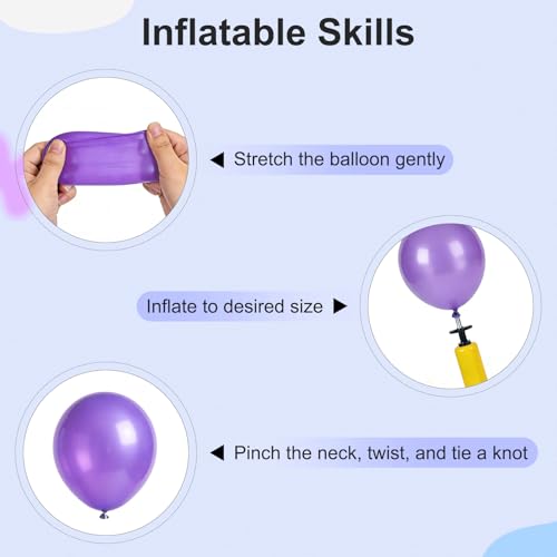 Danadia 32PCS Purple Balloons Set, 12 Inch Purple Silver Metallic Balloons with 9 Inch Purple Confetti Balloons for Girls'...