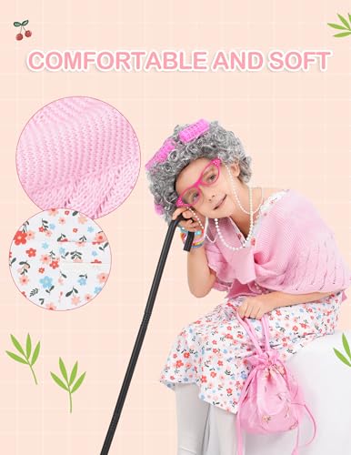 WooWee Kids Girl 100 Days of School Costume, Old Lady Costume for Kids, Halloween Cosplay Dress Up