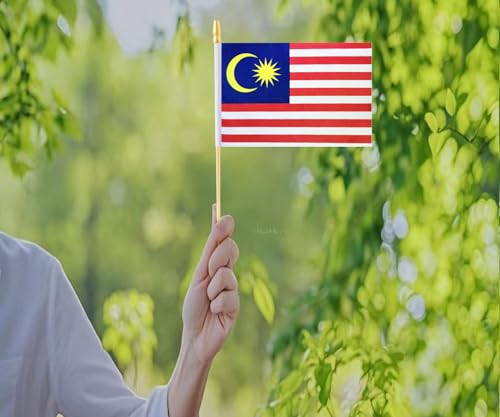 10 Pack Malaysia Flags -MY Handheld Flag-Desktop Flag-5x8 In, Malaysian Mini Flag. Suitable For Party Decorations, Store D...