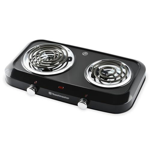 Toastmaster Double Coil Burner - Dual Countertop Burners with Drip Shield for Versatile Cooking - With Variable Heat Contr...