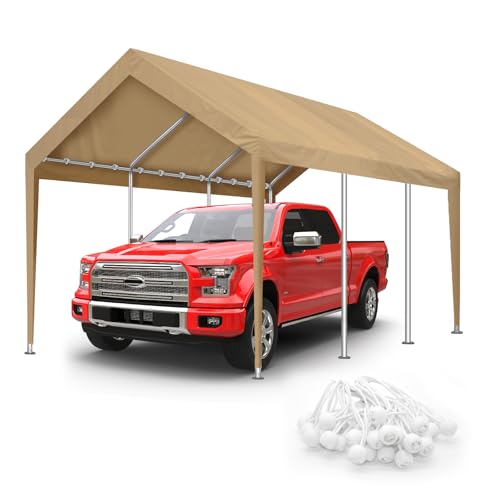 10x20FT Carport Canopy Replacement Cover Heavy Duty Waterproof & UV Protected, All Weather Car Shade Canopy with Ball Bung...