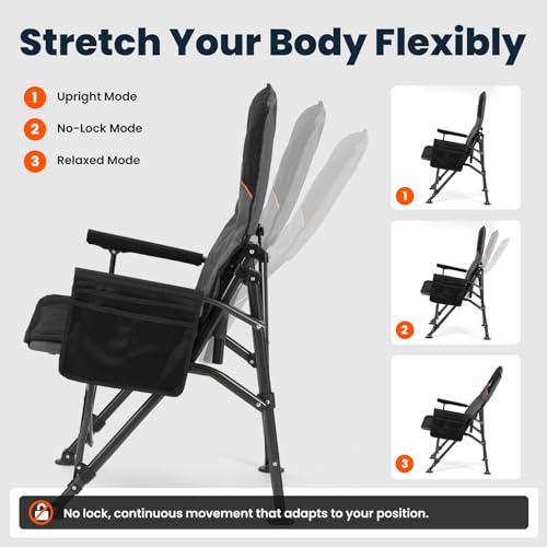 Overmont Back Support Camping Chair for Adults - Oversized with High Backrest - Heavy Duty Folding Chair Supports 450 LBS...