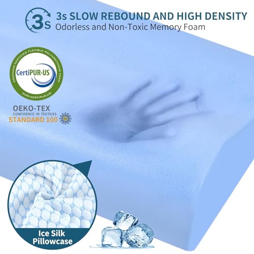 Cervical Pillow for Neck Pain Relief, Contour Memory Foam Pillows for Sleeping, Odorless Ergonomic Pillow Adjustable Ortho...