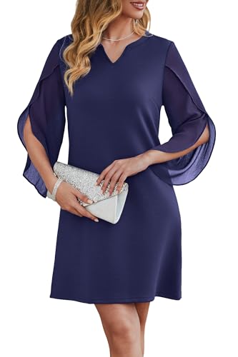 RUMIA Cocktail Dresses for Women Chiffon Sleeve Wedding Guest Dress (XS-3XL)