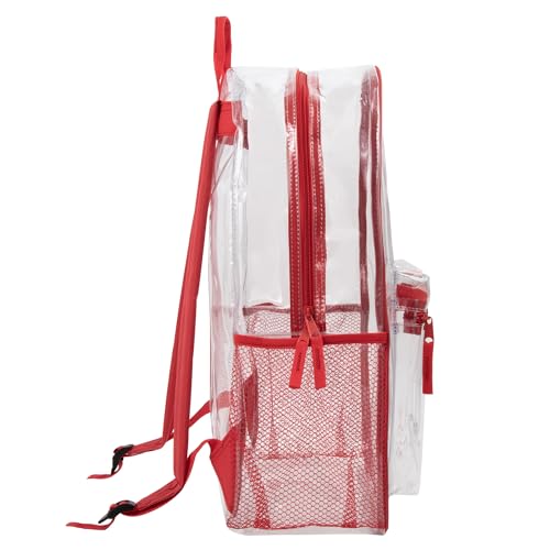 Trail maker Clear Backpack Heavy Duty with Padded Straps, Side Pockets for Kids, Boys, Girls, School, Stadium Approved Events