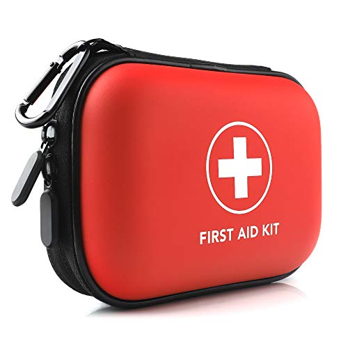 Mini First Aid Kit, 100 Pieces Water-Resistant Hard Shell Small Case - Perfect for Travel, Outdoor, Home, Office, Camping,...