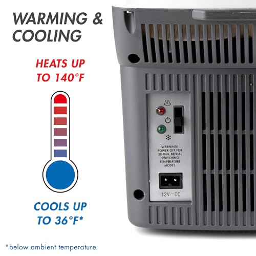 Wagan EL6206 12V 6 Quart Personal Thermoelectric, 6 Liter Capacity, Portable Electric Cooler Warmer with 12/24V DC, Small ...
