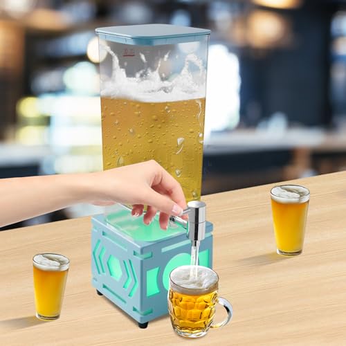 Beverage Dispenser, 3L Square Bottom Juice Dispenser LED Beer Drink Tower Dispensers Tea Juice Water Beverage Dispensing T...