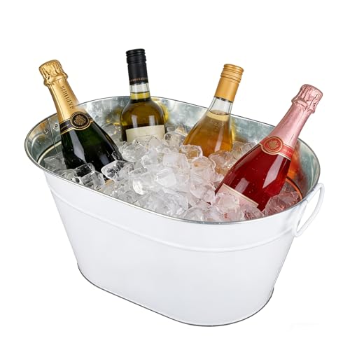 1 Pack Galvanized Beverage Tub, 3 Gallon Ice Buckets Metal Drink Buckets with Handles for Champagne Cocktails Wine Beer fo...