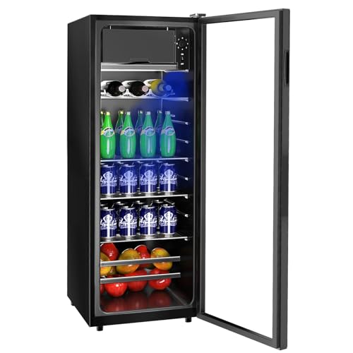 DRIXNO Beverage Refrigerator 4.5Cu.ft Mini Small Fridge 120 Cans with Glass Door Drink/Wine/Beer Cooler Office/Bar/Bedroom...