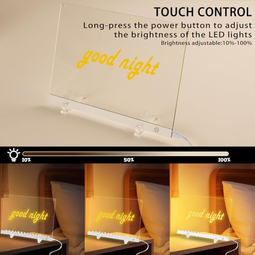 LED Note Board with Colors 12-Color Illuminated Acrylic Drawing Board - Dry-Erase Night Light with Stand for Home/Office/G...