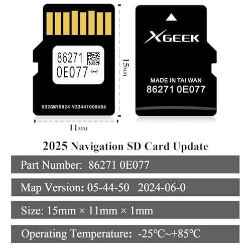 XGEEK 2025 Latest Navigation SD Card Map Update Accessories 86271 0E077 Compatible with Toyota Tacoma HighlanderRAV4 Tundr...