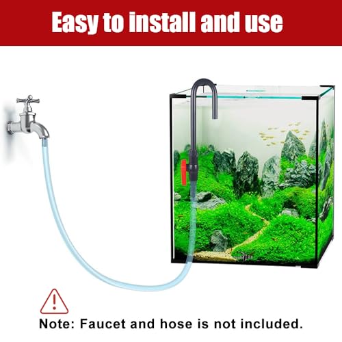MiOYOOW Aquarium Water Changer, PVC Aquarium Water Filler Hanging Fish Tank Hook Filler with Flow Switch for 1/2“, 5/8”, ...