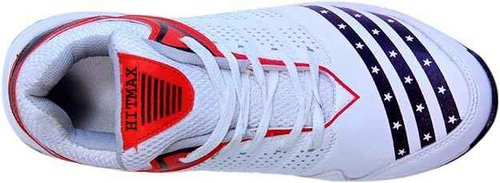 HITMAX Power Metal Spikes Rubber Sole Cricket Shoes for Men (Lightweight (White red, US Footwear Size System, Adult, Men, Numeric, Medium, 6)