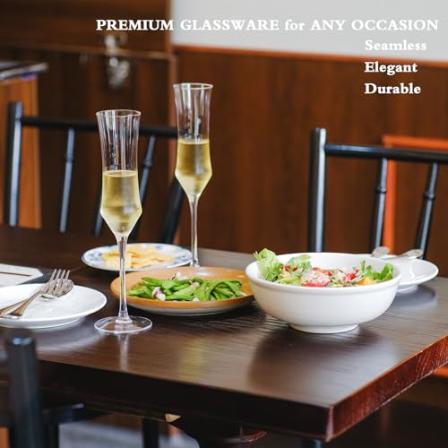 Champagne Flutes Set of 6 - Hand Blown Crystal Champagne Glasses With Long Stem - 7 oz Elegant Sparkling Wine Stemware - U...