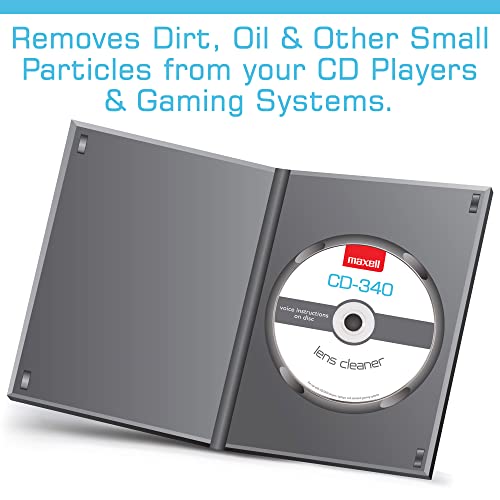 Maxell – Pro 190048 CD-340 Laser Lens Cleaner - Safe & Effective CD Player & Game Station Compact Disc Cleaner - Microfibe...