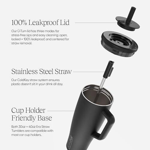 BrüMate Era 40 oz Tumbler with Handle and Straw | 100% Leakproof Insulated Water Bottle Tumbler with Lid and Flexible Soft...