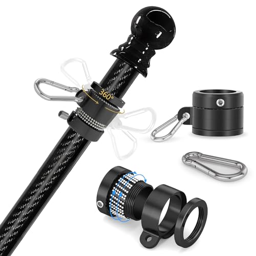 5FT/6FT Outdoor Flag Pole for House, Carbon Fiber Design Heavy Duty Flagpole with Tangle Free Spinning Grommets, High Wind...