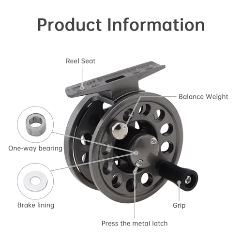 Fly Fishing Reel Wheel, Fly Ice Fishing Spinning Reels, Lightweight Spinning Reels for Freshwater Saltwater (Gray, 2.44 in...