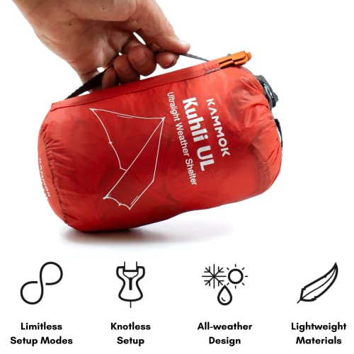 KAMMOK Kuhli Ultralight | Versatile Weather Shelter, (Waterproof, Durable, Portable, Camping Tarp, Hammock Tarp, Rain Cove...