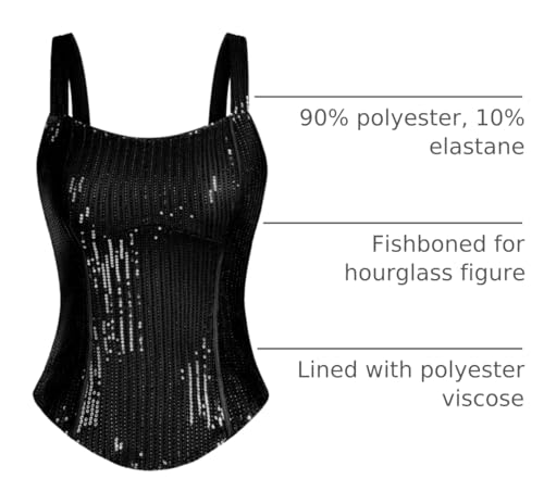 GRACE KARIN Sequin Tank Tops for Women Bustier Corset Top Sparkle Sexy Slim Camisole Sleeveless Party