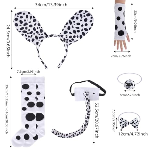 cnomg Dalmatian Costume 101 Days of School Costume Animal Costumes Kit Headband Nose Bow Tie Tail Tutu Skirt for Cosplay A...