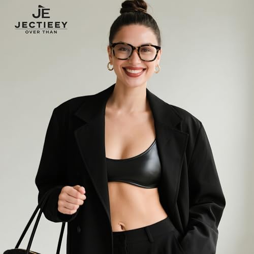 Jectieey Blue Light Blocking Glasses for Women Men,Oversize Fashion Squre Anti Eyestrain Glasses for Gaming/Reading/TV