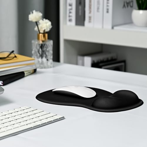 EooCoo Ergonomic Mouse Pad with Gel Wrist Rest Support Middle Concave Design, Relieve Wrist Pain Mousepad, Non-Slip Base f...