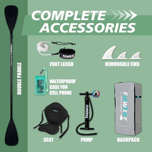 FunWater Inflatable Stand Up Paddle Board with Premium SUP Paddleboard Accessories, Anti-Slip EVA Deck, 11'/10'6'' Paddle ...