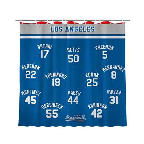AARONIE Dodger Shower Curtains for Bathroom Decor, Los Angeles Shower Curtain with 12 Hooks, for Dodger Wall Art Decor, Dodger Gift for Man, 72"¡¿72"
