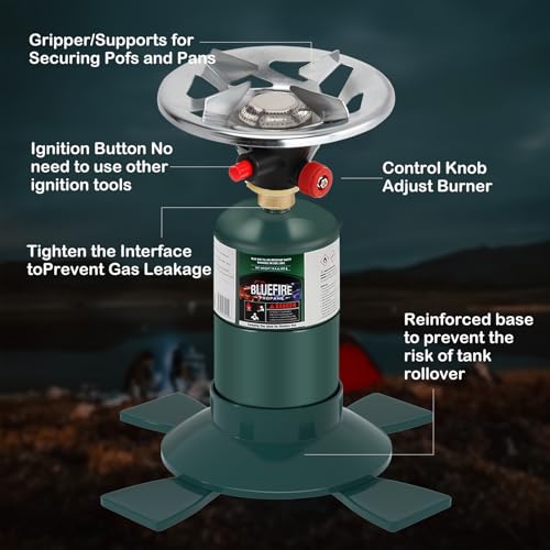 KOMAN Camping Stove Propane, Single Burner Propane Stove,Portable Stove,Propane Burner Camping with Button Starter,10000BT...