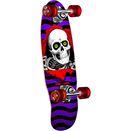 Powell Peralta Micro Mini Ripper Skateboard Cruiser Complete, Purple/Red, 7.5" x 24"