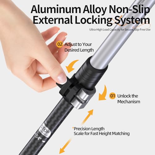 Vtsliy Carbon Fiber Trekking Poles - Adjustable Ultralight Collapsible Hiking/Walking Sticks with EVA Grip & Anti-Shock fo...