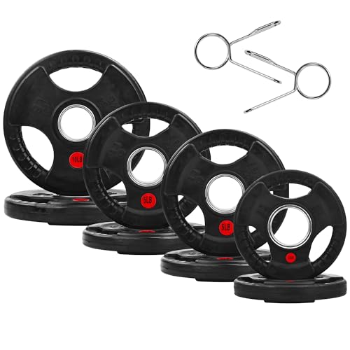 Fitvids Olympic Cast Iron 2-Inch Weight Plate for Strength Training & Weightlifting, Rubber Coated Style, Multiple Weights Available