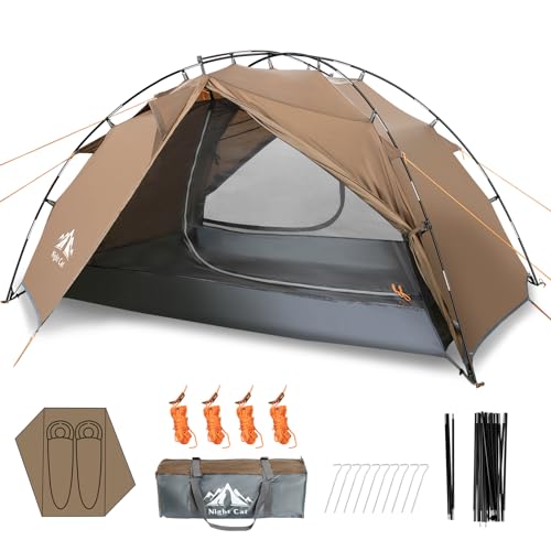 Night Cat Backpacking Tents 2 Persons Fast Setup Hiking Camp Tent with Foldable Pole Double Layers Two Doors Waterproof Li...