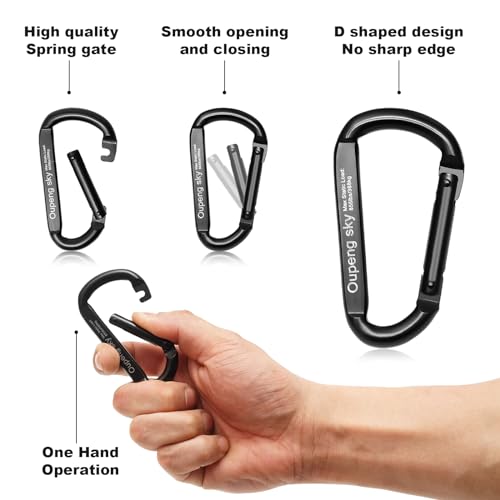 Carabiner Clip, 855lbs,3" Iron Heavy Duty Caribeaners for Hammocks, Camping Accessories,Hiking,Keychains,Outdoors and Gym ...