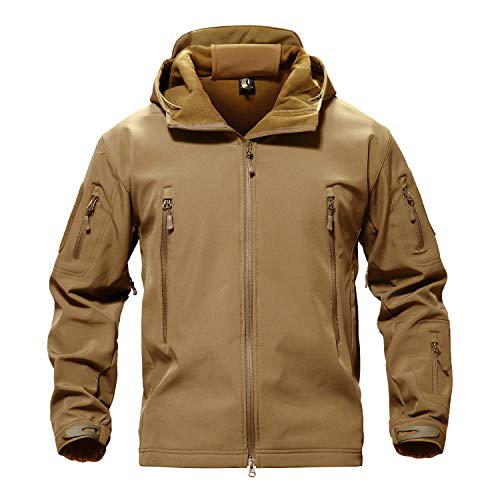 TACVASEN Men's Special Ops Military Tactical Soft Shell Winter Warm Fleece Lined Jacket Rain Hood Coat Hiking Snowboard