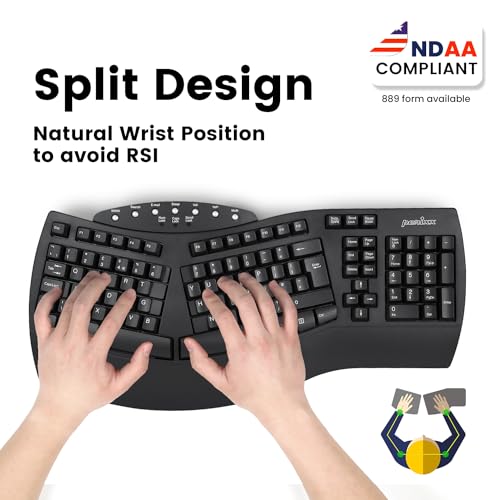 Perixx Periboard-612B Wireless Ergonomic Split Keyboard with Dual Mode 2.4G and Bluetooth Feature, Compatible with Windows...