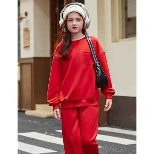 Arshiner Girls Clothes 2 Piece Fashion Fall Outfits Oversize Pullover Sweatshirt and Sweatpant Sweatsuit Sets with Pockets