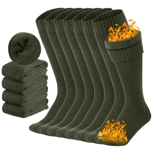 Twistover 8 Pairs Men's Wool Military Boot Socks Thermal Army Socks Hunter Boot Anklets Men Thick Wool Anklets for Cold We...