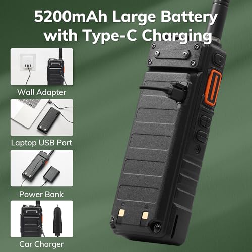 BAOFENG UV-25 10W Ham Radio Handheld, Dual Band Two Way Radio, UHF VHF FM AIR NOAA Receiver, 5200mAh Battery + USB-C Port, 999CH, Long Range Tactical Walkie Talkie, Chirp Programmable