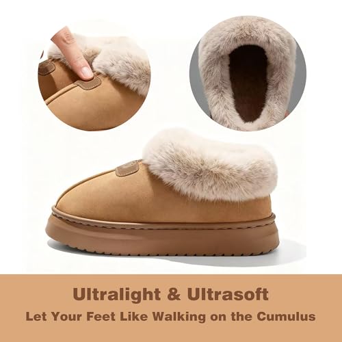 Cozy Slippers for Women Indoor and Outdoor Fuzzy House Shoes with Memory Foam Anti-Skid Sole Suitable for Women Mom Ladies