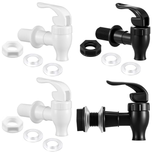 Honoson 4 Sets BPA-Free Replacement Faucet, Reusable Spigot Spout Lever Pour Dispenser for Valve Crock Tap for Outdoor Wat...