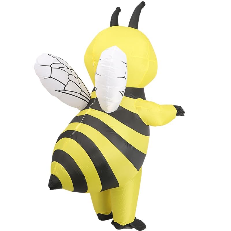 Inflatable Bee Costume Funny Halloween Black and Yellow Striped Full Body Bee Blow Up Costume Adult (Yellow, One Size)